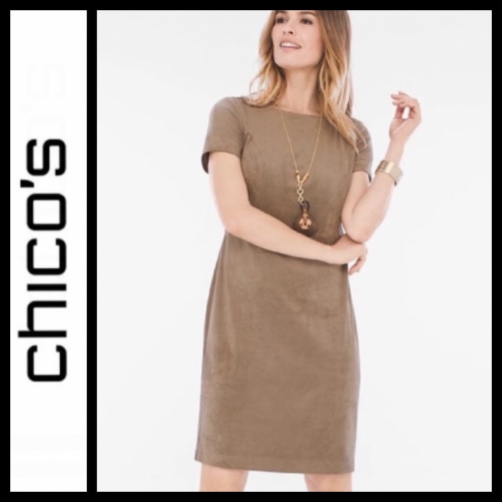 NWT Chico’s Vegan Suede Taupe Dress